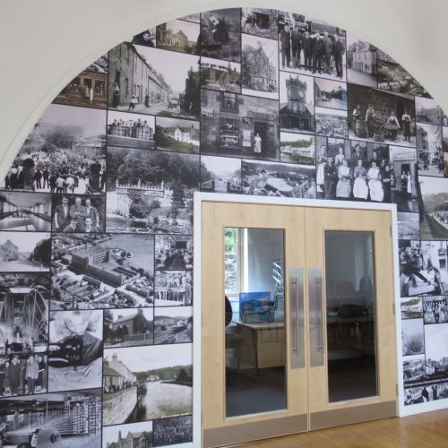 Wall collage of historic images of Catrine, East Ayrshire